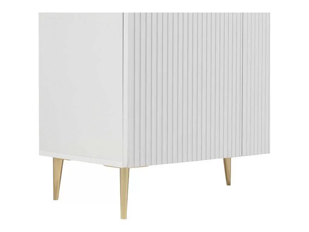 Aparador*Vente-unique Aparador Com 4 Portas Em Mdf E Aco Branco E Dourado - Yesinia
