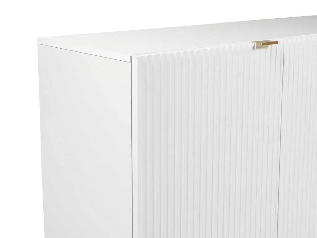 Aparador*Vente-unique Aparador Com 4 Portas Em Mdf E Aco Branco E Dourado - Yesinia
