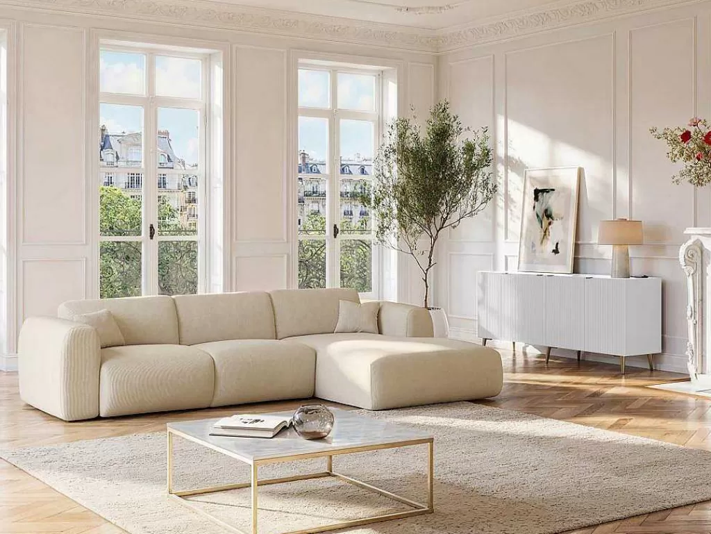 Aparador*Vente-unique Aparador Com 4 Portas Em Mdf E Aco Branco E Dourado - Yesinia