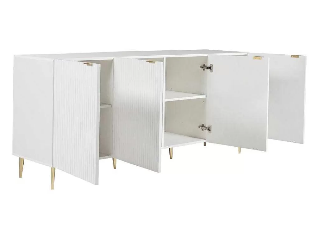 Aparador*Vente-unique Aparador Com 4 Portas Em Mdf E Aco Branco E Dourado - Yesinia