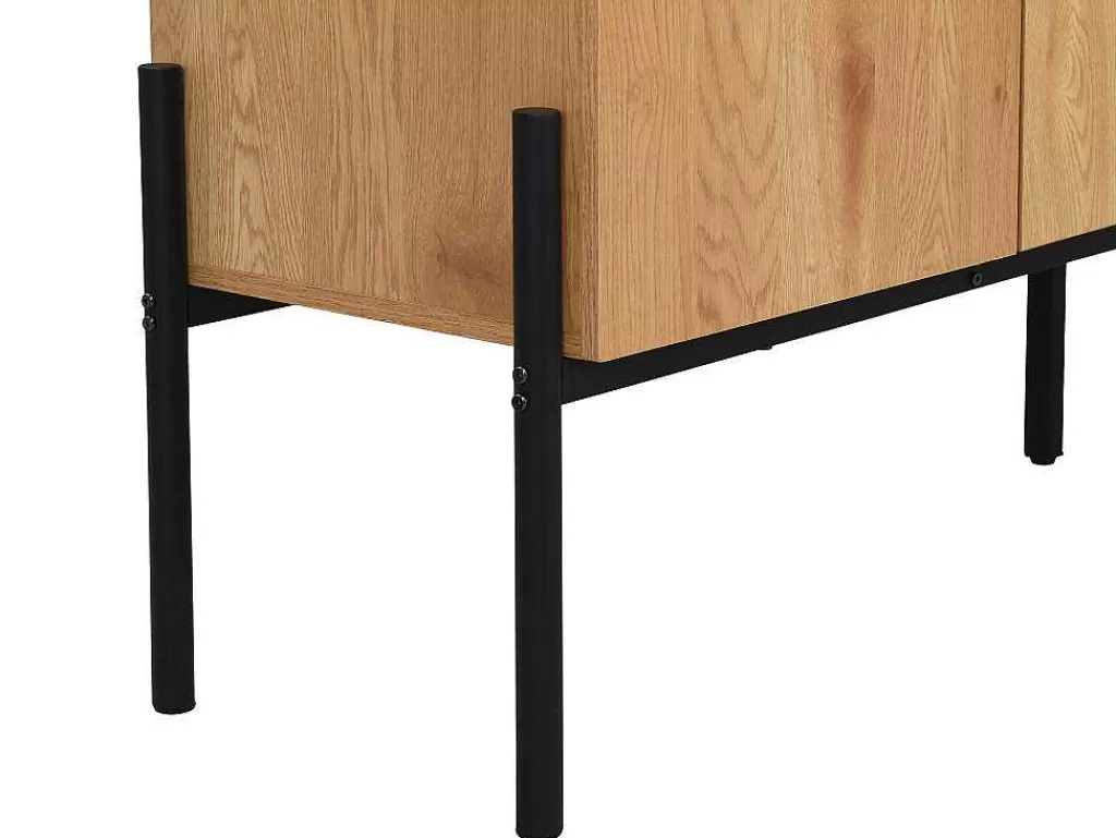 Aparador*Vente-unique Aparador Com 4 Portas Natural Claro E Preto - Memphis Ii