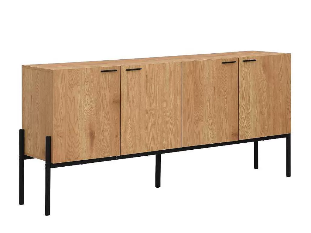 Aparador*Vente-unique Aparador Com 4 Portas Natural Claro E Preto - Memphis Ii