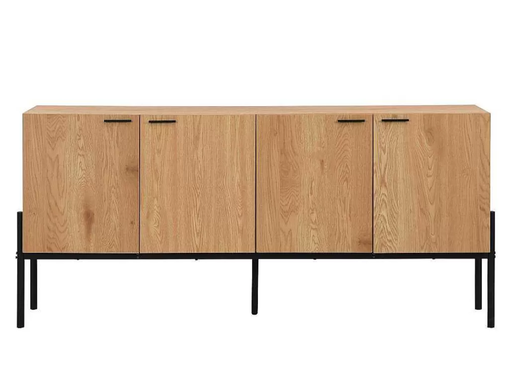 Aparador*Vente-unique Aparador Com 4 Portas Natural Claro E Preto - Memphis Ii