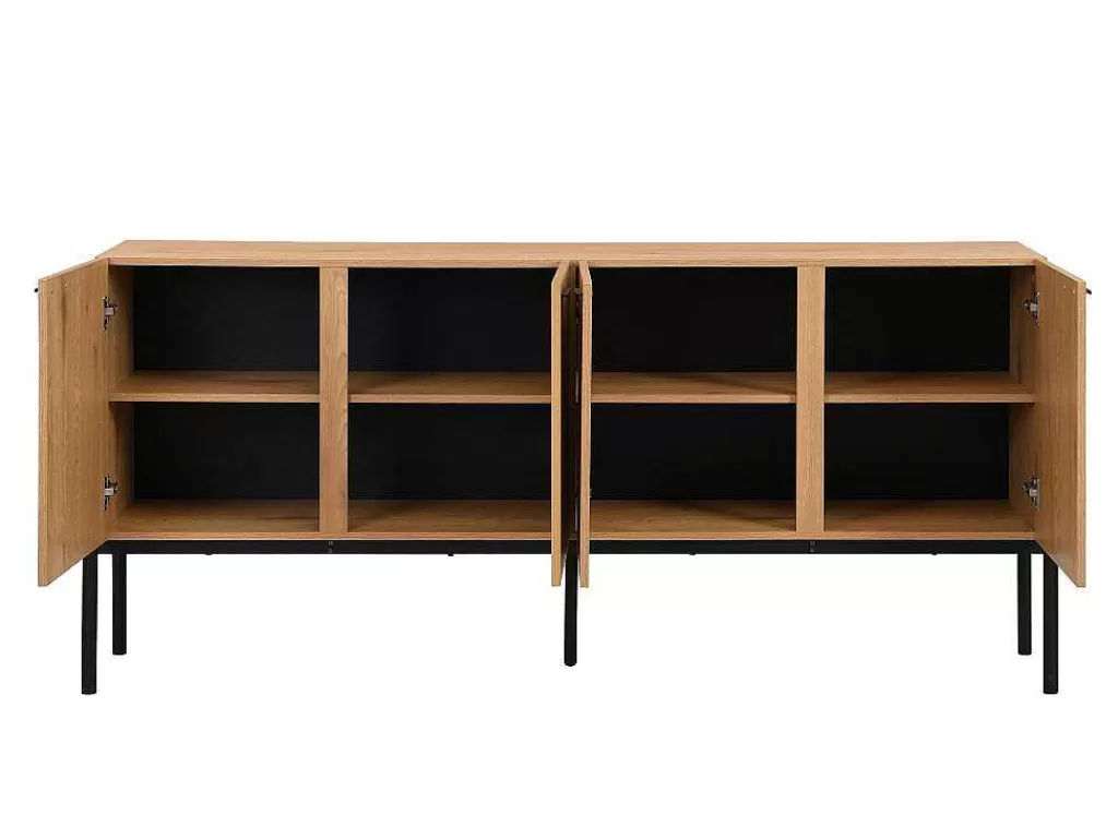 Aparador*Vente-unique Aparador Com 4 Portas Natural Claro E Preto - Memphis Ii