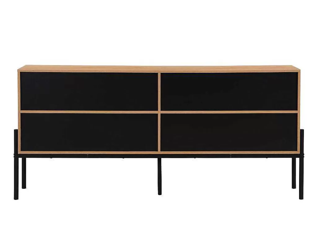 Aparador*Vente-unique Aparador Com 4 Portas Natural Claro E Preto - Memphis Ii