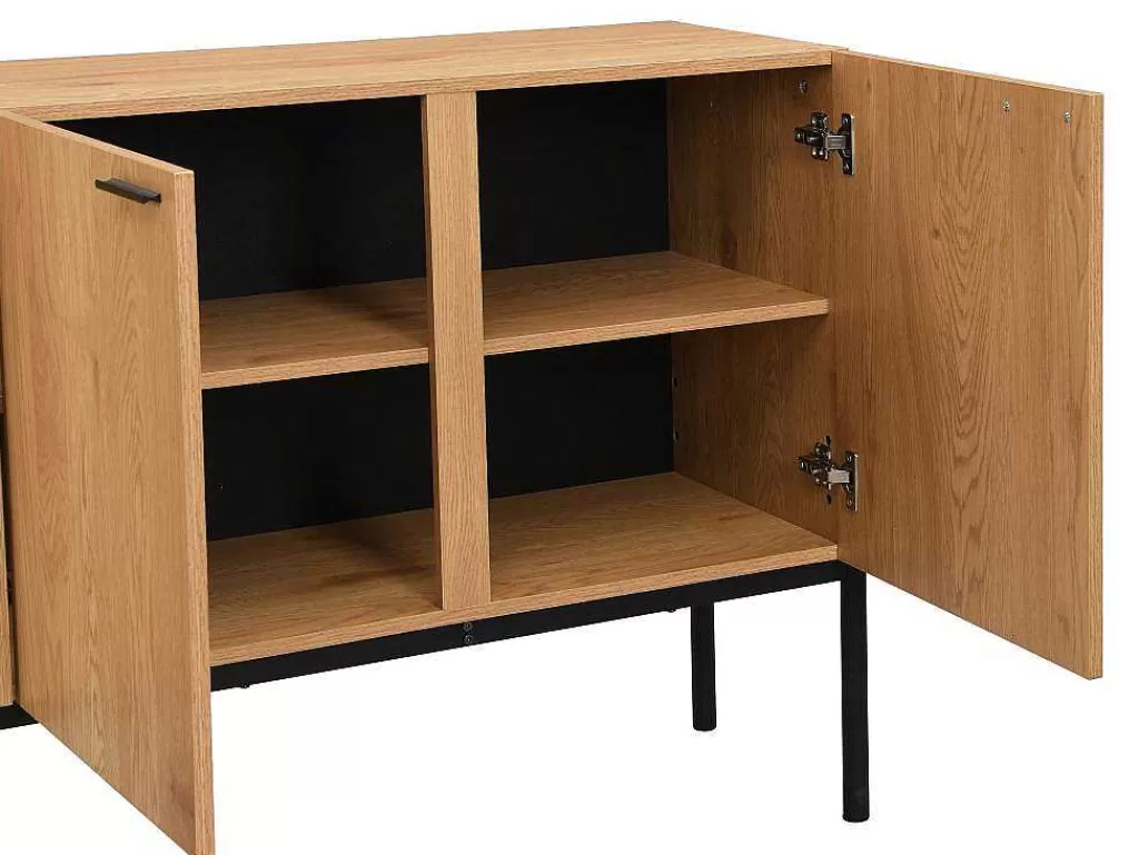 Aparador*Vente-unique Aparador Com 4 Portas Natural Claro E Preto - Memphis Ii