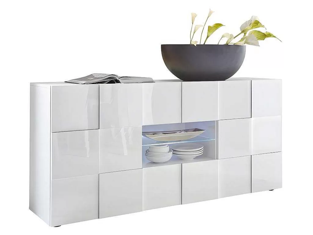 Aparador*Vente-unique Aparador Com Leds, 2 Portas E 2 Gavetas Em Antracite Lacado - Calisto