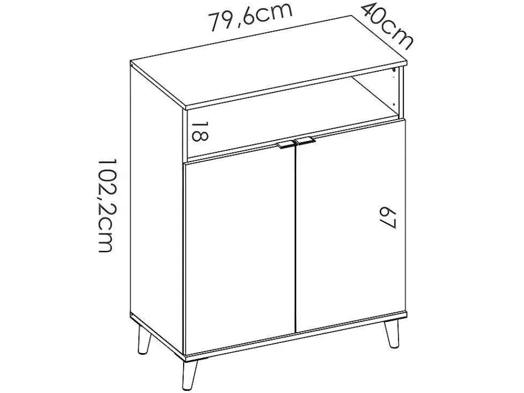 Móvel De Cozinha*Vente-unique Aparador De Cozinha Com 2 Portas E 1 Nicho Cor Branco E Carvalho - Wajdi