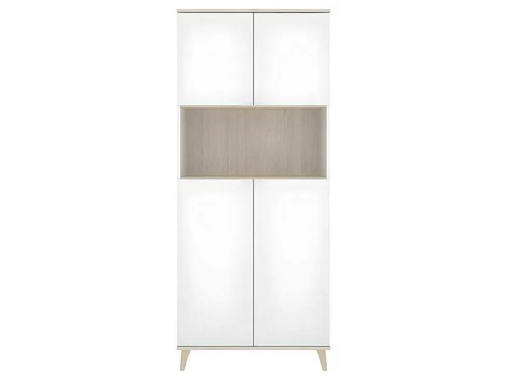 Móvel De Cozinha*Vente-unique Aparador De Cozinha Com 4 Portas E 1 Nicho Cor Branco E Carvalho - Wajdi