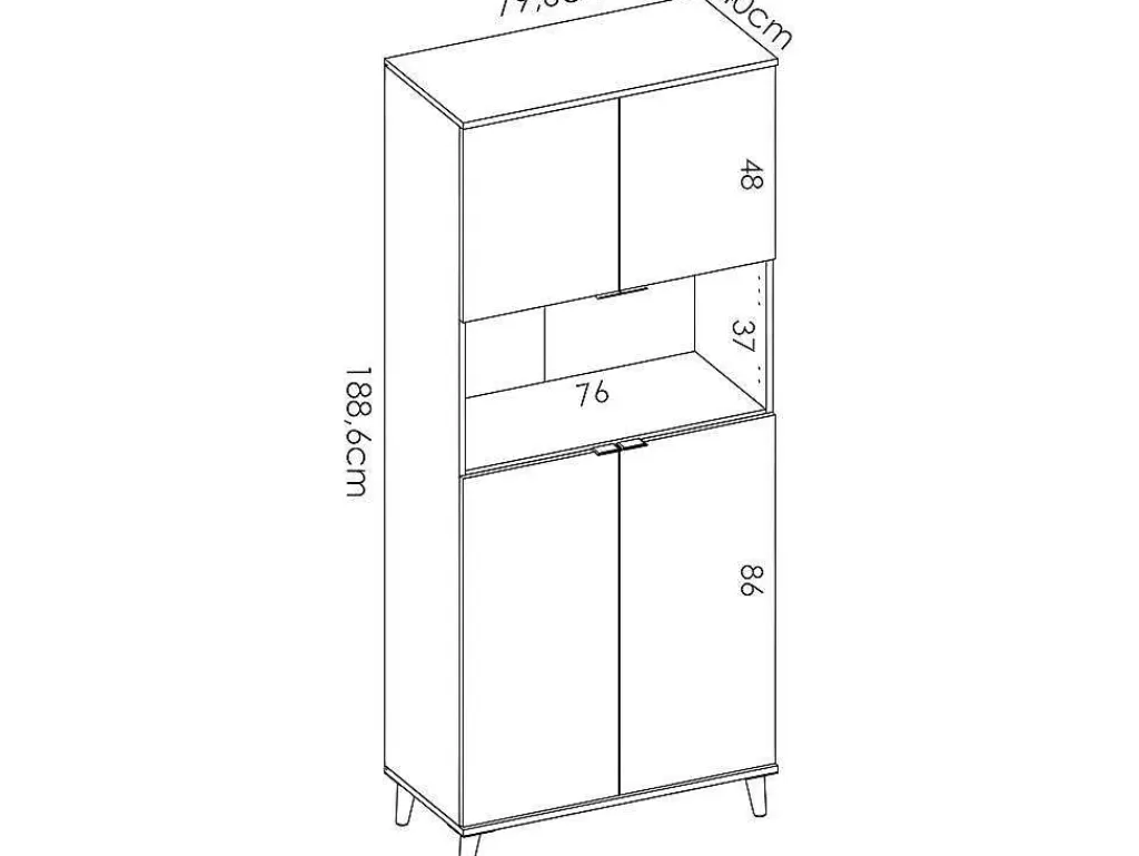 Móvel De Cozinha*Vente-unique Aparador De Cozinha Com 4 Portas E 1 Nicho Cor Branco E Carvalho - Wajdi