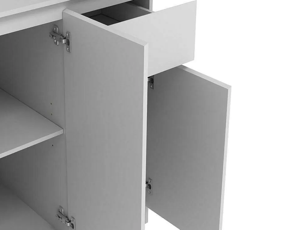 Móvel De Cozinha*Vente-unique Aparador De Cozinha Com 6 Portas, 1 Gaveta E 5 Nichos, Branco - Nizali