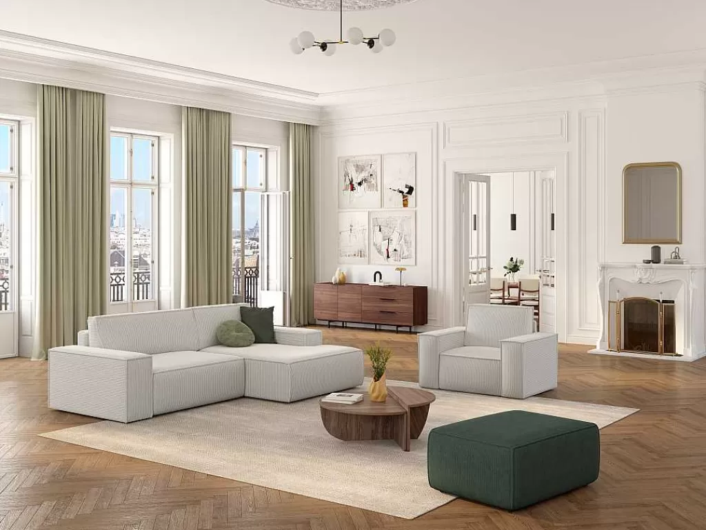 Aparador*Vente-unique Aparador Tayron 200 Cm - 2 Portas E 3 Gavetas - Mdf E Pés De Metal - Cor De Noz