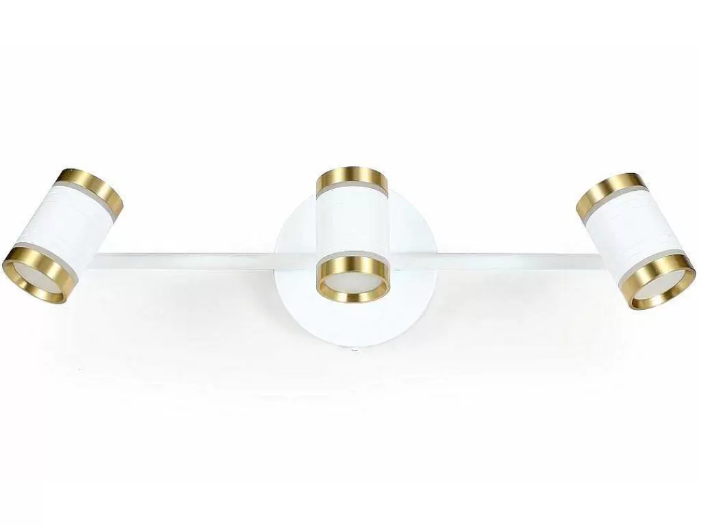 Candeeiro De Parede*OZAIA Aplique De Casa De Banho Com Leds Aluminio, 3 Focos, L45 Cm Branco E Dourado - Ashford