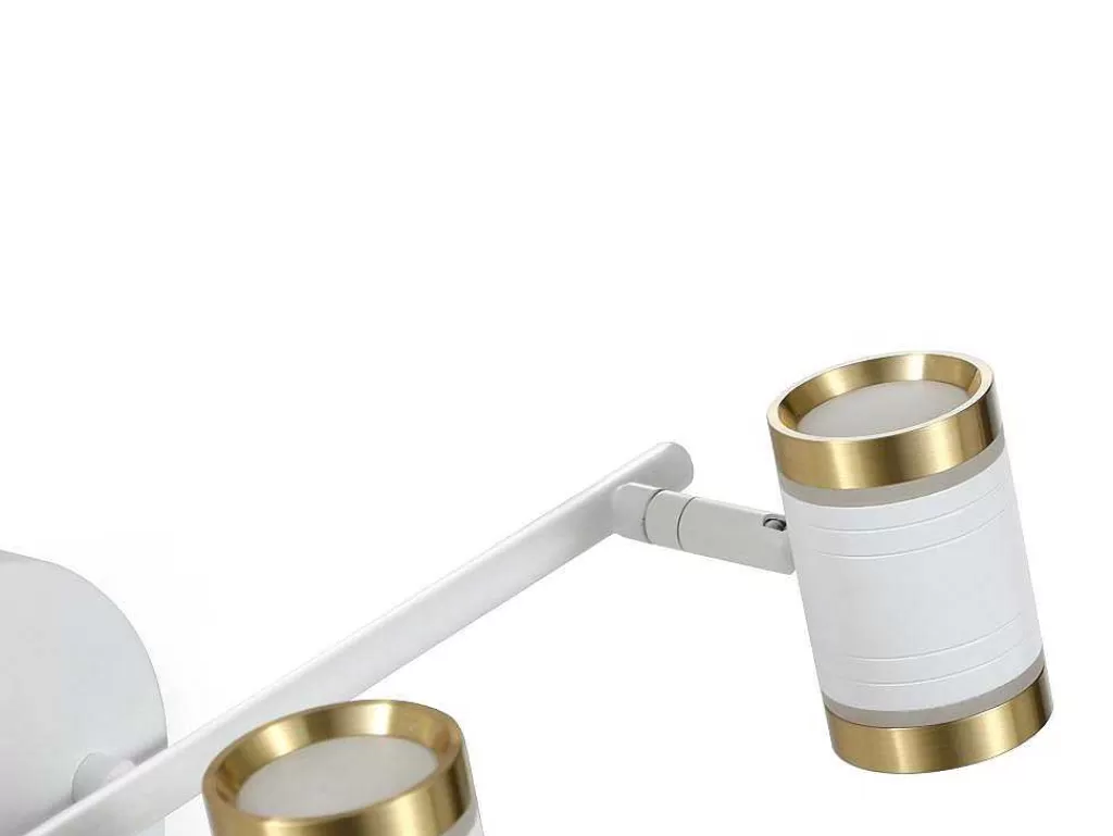 Candeeiro De Parede*OZAIA Aplique De Casa De Banho Com Leds Aluminio, 3 Focos, L45 Cm Branco E Dourado - Ashford