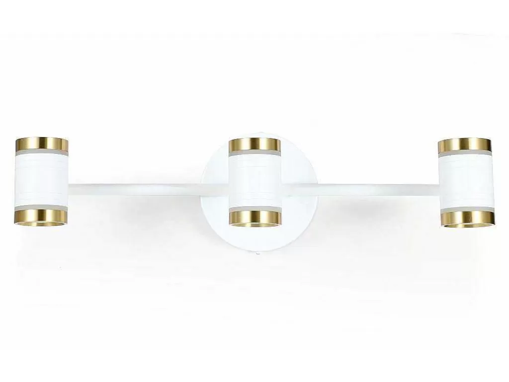 Candeeiro De Parede*OZAIA Aplique De Casa De Banho Com Leds Aluminio, 3 Focos, L45 Cm Branco E Dourado - Ashford