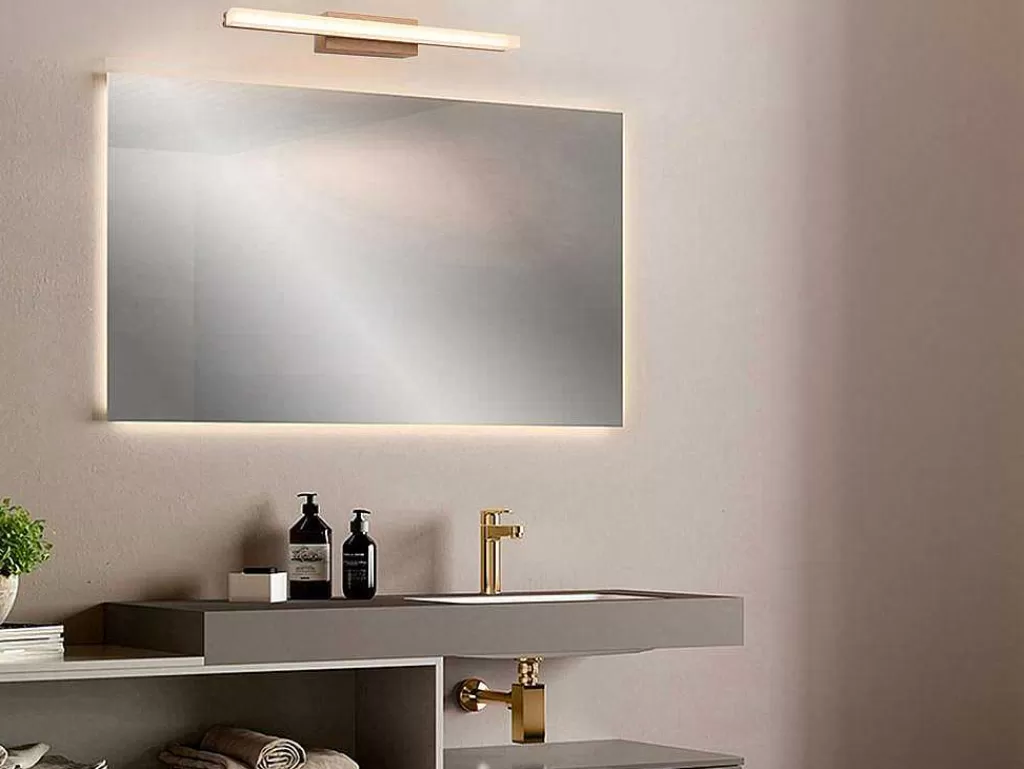 Candeeiro De Parede*OZAIA Aplique De Casa De Banho Com Leds Metal L40 Cm Cor Madeira - Salford