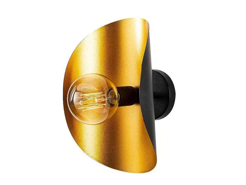 Candeeiro De Parede*OZAIA Aplique De Parede Em Metal C. 13 X L. 17 X A. 30 Cm, Dourado E Preto - Helios