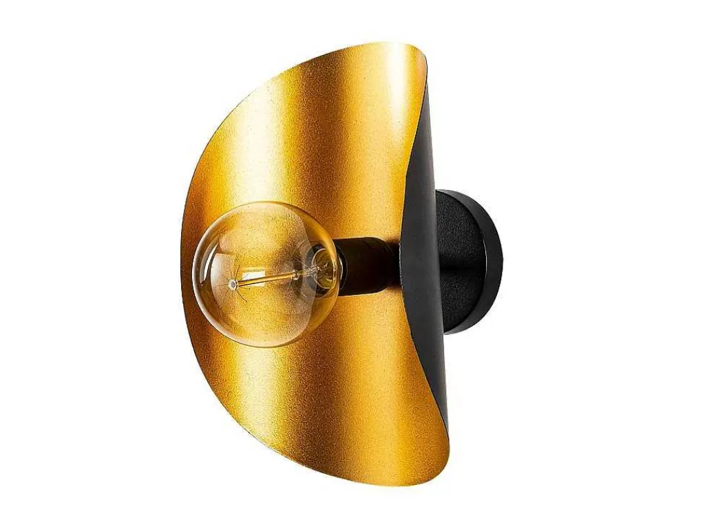 Candeeiro De Parede*OZAIA Aplique De Parede Em Metal C. 13 X L. 17 X A. 30 Cm, Dourado E Preto - Helios