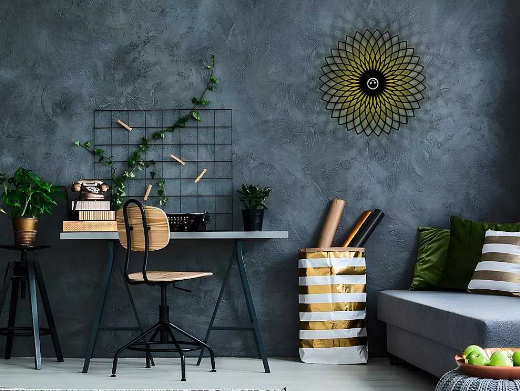 Promoções Decoração*OZAIA Aplique De Parede Em Metal De D. 50 Cm Cor Preto - Folina