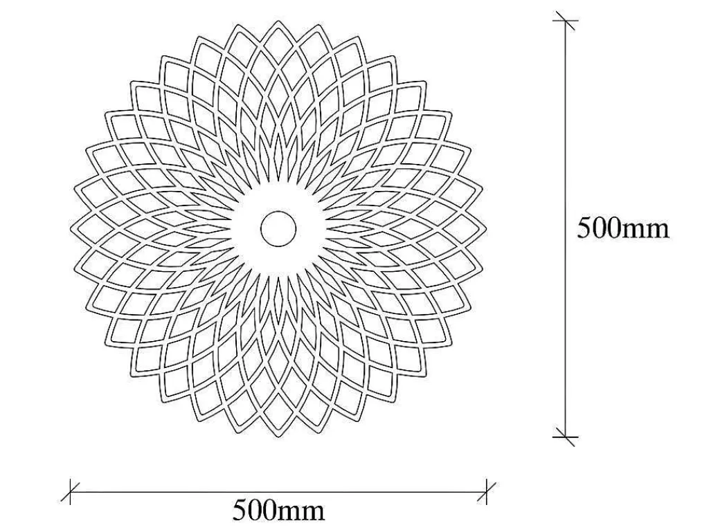 Promoções Decoração*OZAIA Aplique De Parede Em Metal De D. 50 Cm Cor Preto - Folina