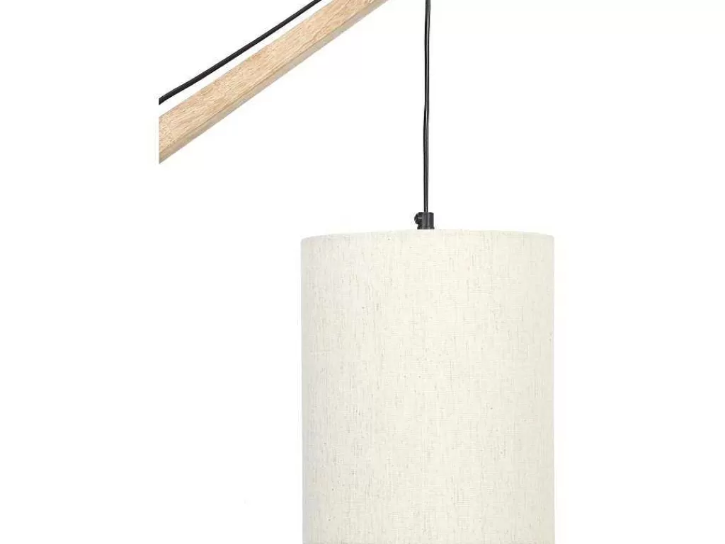 Candeeiro De Parede*OZAIA Aplique De Parede Escandinavo Madeira De Mangueira E Tecido D. 21 X A. 36 Cm Natural Claro E Bege - Paliana