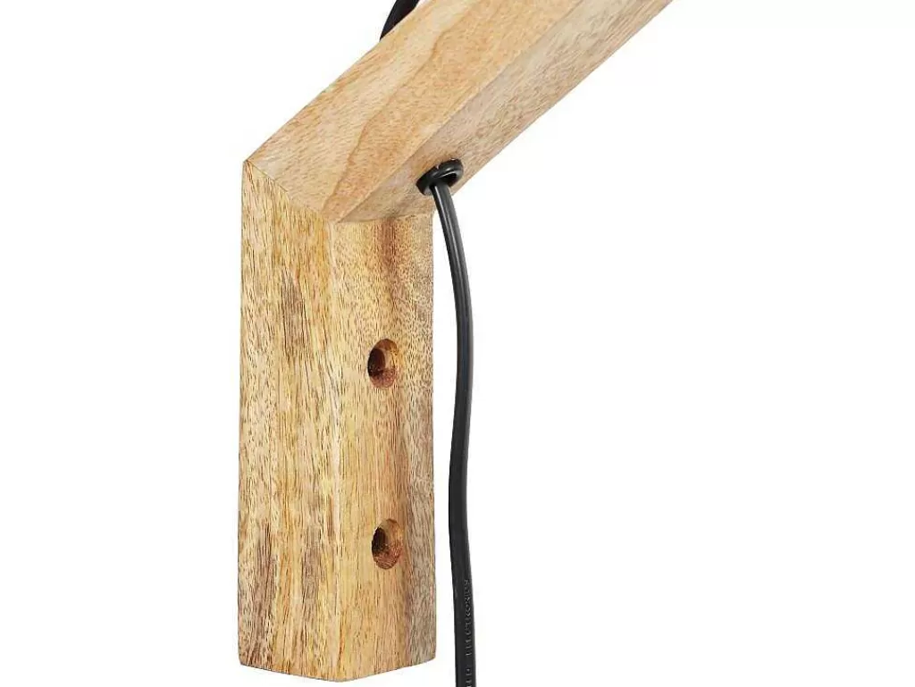 Candeeiro De Parede*OZAIA Aplique De Parede Escandinavo Madeira De Mangueira E Tecido D. 21 X A. 36 Cm Natural Claro E Bege - Paliana
