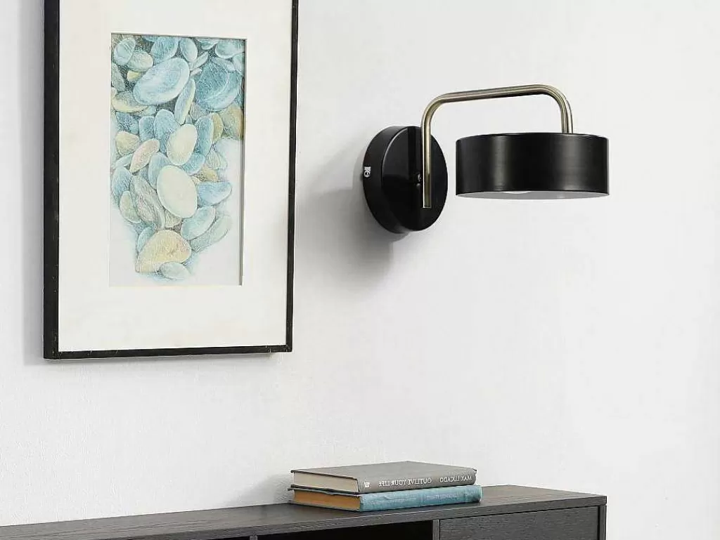 Candeeiro De Parede*OZAIA Aplique De Parede Estilo Vintage Em Metal C24 X A14,5 Cm Preto E Dourado - Otilie