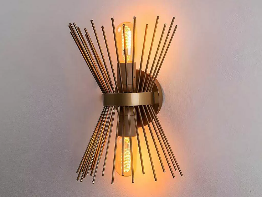 Candeeiro De Parede*OZAIA Aplique De Parede Filiforme Em Metal De A. 33 Cm Cor Dourado - Kirpi