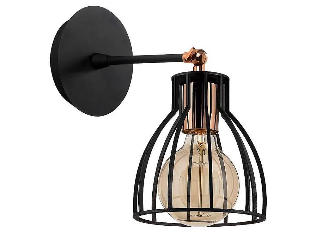 Candeeiro De Parede*OZAIA Aplique De Parede Filiforme Em Metal De D. 15 Cm X A. 24 Cm Cor Preto - Kemah