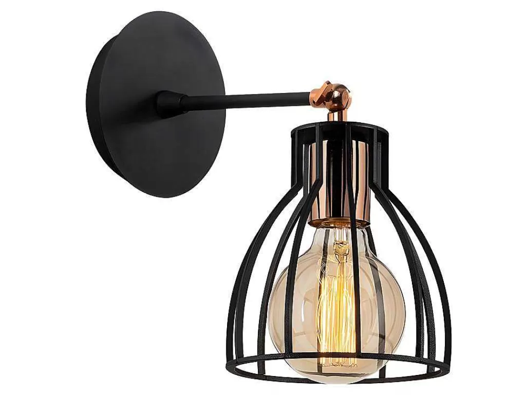Candeeiro De Parede*OZAIA Aplique De Parede Filiforme Em Metal De D. 15 Cm X A. 24 Cm Cor Preto - Kemah