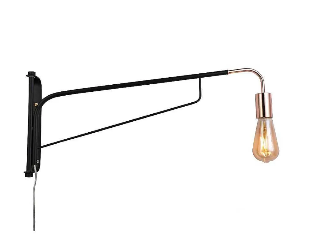 Candeeiro De Parede*OZAIA Aplique De Parede Móvel Em Metal Curvo C65 X L10 X A25 Cm Preto E Acobreado - Colwood