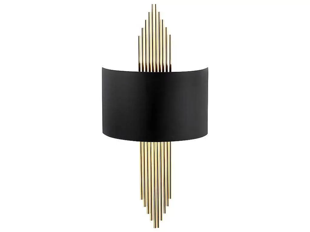 Candeeiro De Parede*OZAIA Aplique Em Metal De C. 22 X A. 75 Cm Cor Preto E Dourado - Sangarius