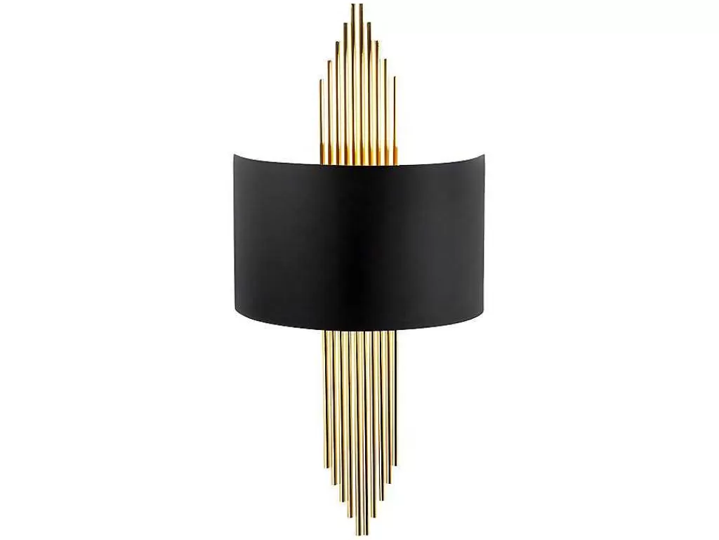 Candeeiro De Parede*OZAIA Aplique Em Metal De C. 22 X A. 75 Cm Cor Preto E Dourado - Sangarius