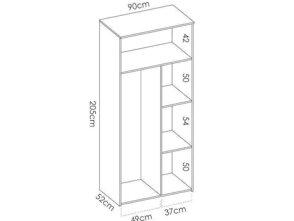 Armário E Roupeiro*Vente-unique Armário Com 2 Portas Disponivel Em Carvalho E Branco - C95Cm - Sonia