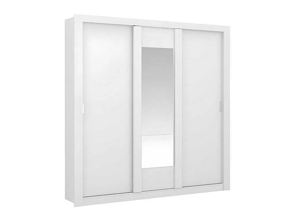 Armário E Roupeiro*Vente-unique Armário Com Espelho Roxane - 3 Portas De Correr - C. 220 Cm - Branco