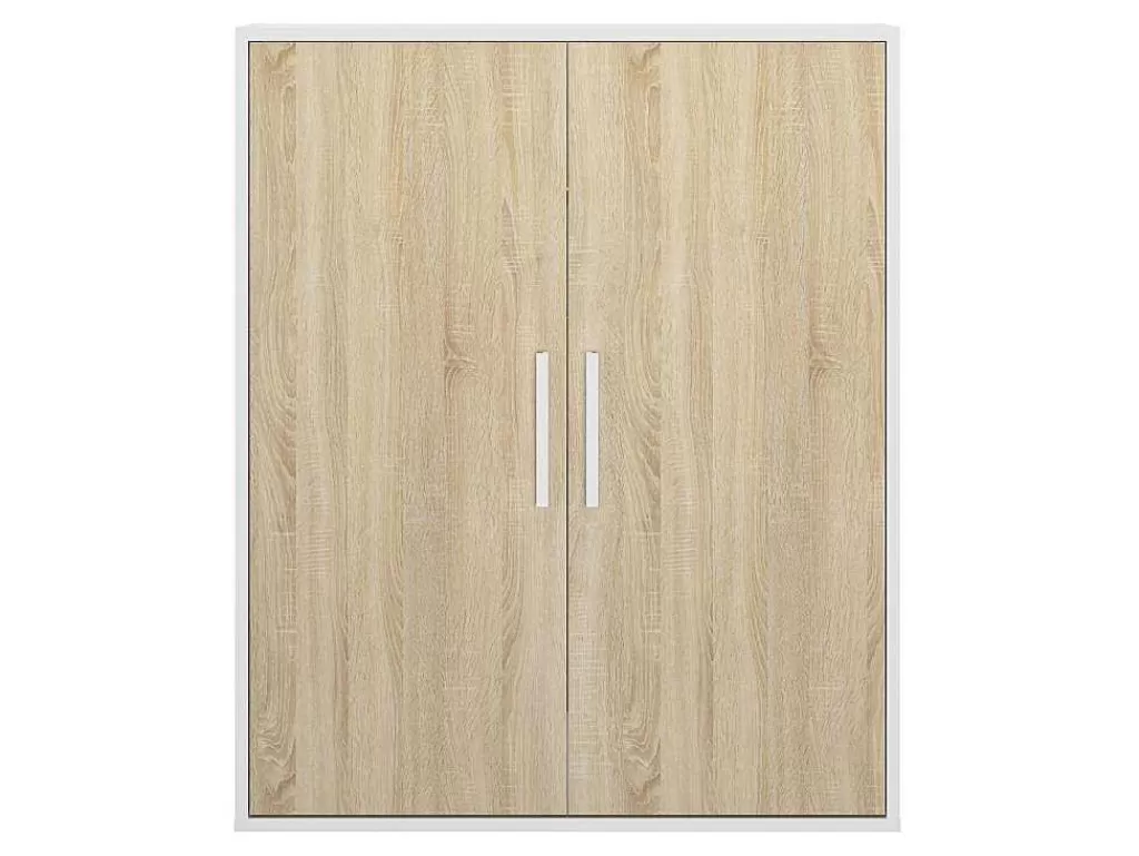 Arrumação E Acessórios De Quarto*Vente-unique Armário Com Inclinacao 2 Portas Branco E Natural - Adezio
