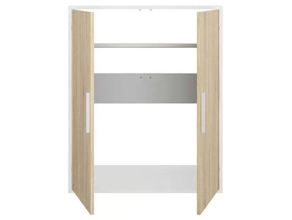 Arrumação E Acessórios De Quarto*Vente-unique Armário Com Inclinacao 2 Portas Branco E Natural - Adezio