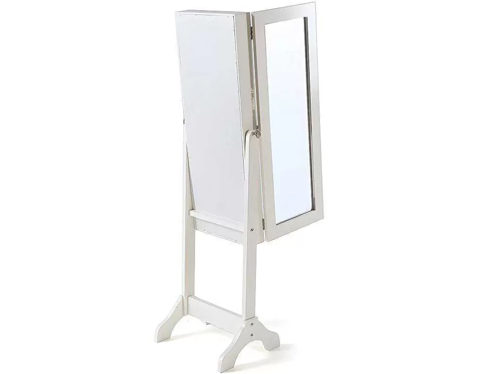 Espelhos*OZAIA Armário De Joias Espelho Psiche Berenice - Mdf E Madeira De Pinho - 120X39X30 Cm - Branco