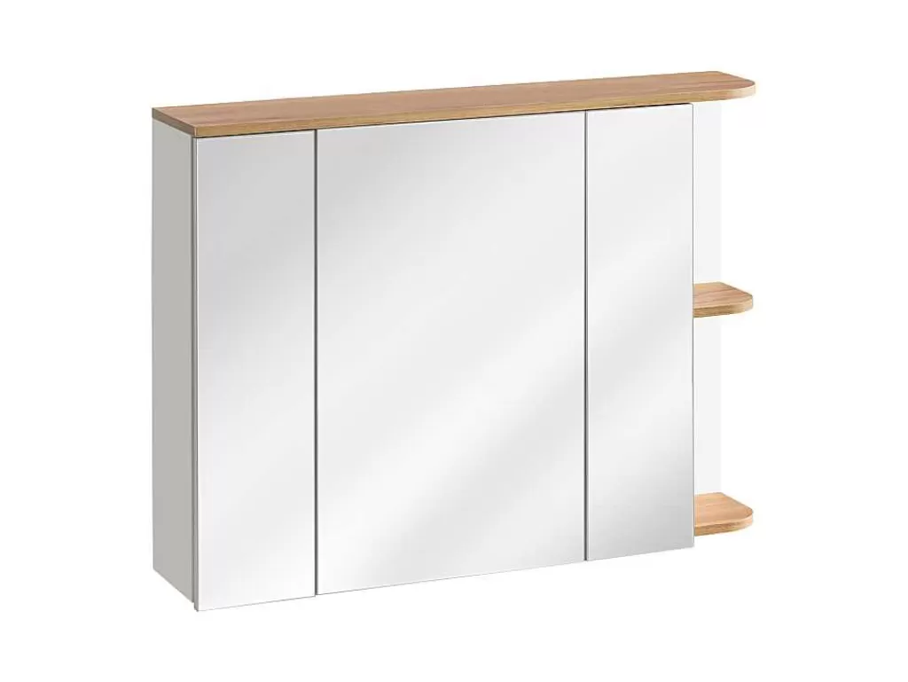 Móvel De Parede Para Casa De Banho*Vente-unique Armário De Parede De Casa De Banho Com Espelhos Cor Natural Clara E Branca 94 Cm - Anida
