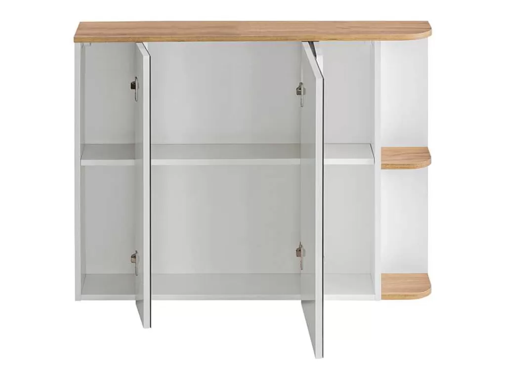 Móvel De Parede Para Casa De Banho*Vente-unique Armário De Parede De Casa De Banho Com Espelhos Cor Natural Clara E Branca 94 Cm - Anida