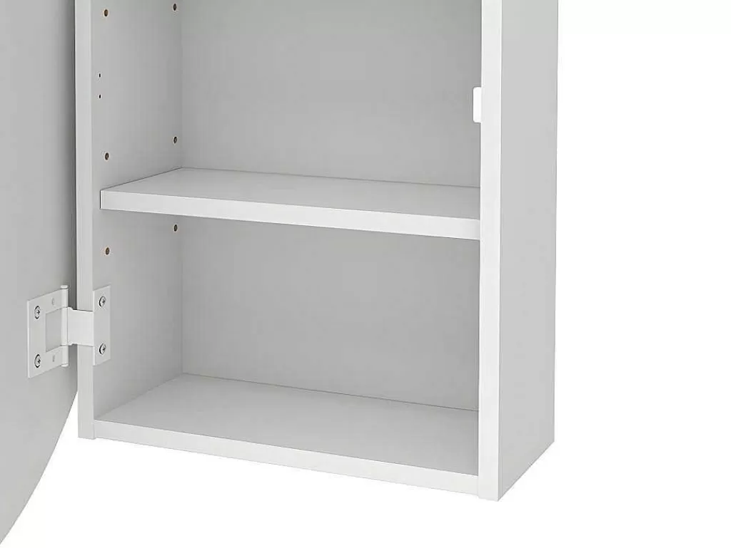 Móvel De Parede Para Casa De Banho*Vente-unique Armário De Parede Oval Para Casa De Banho Com Espelho Cor Branco - Ruri