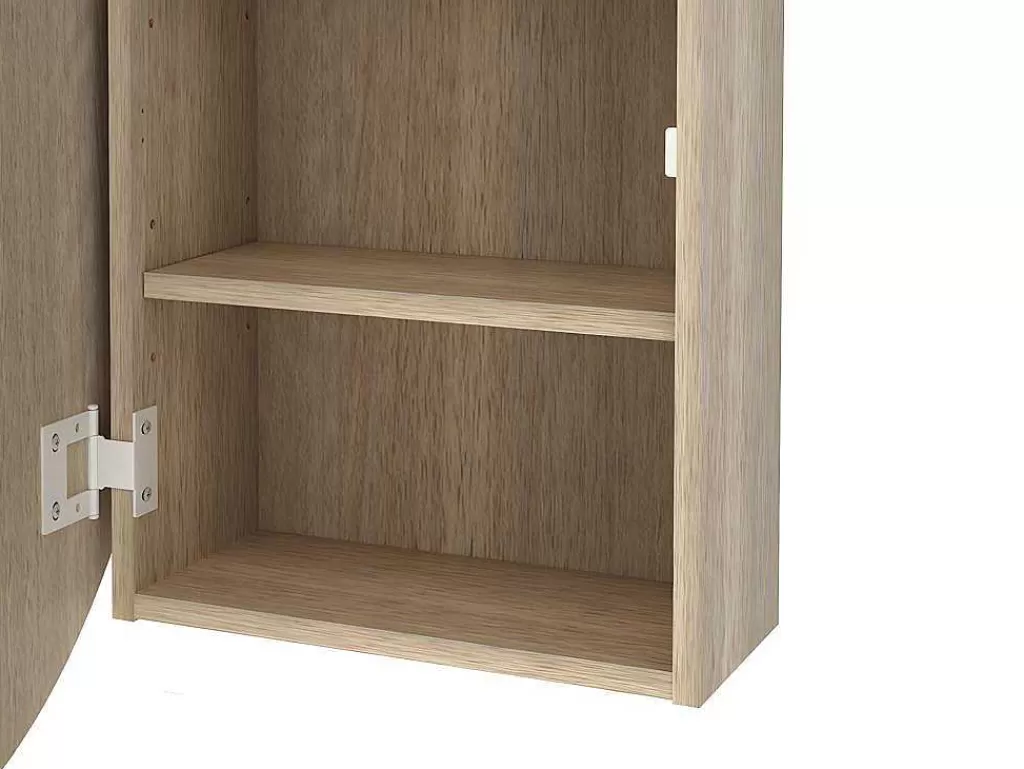 Móvel De Parede Para Casa De Banho*Vente-unique Armário De Parede Oval Para Casa De Banho Com Espelho Cor Carvalho - Ruri