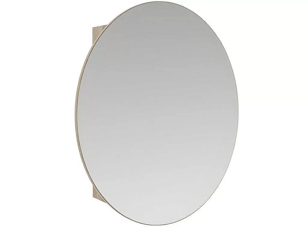 Móvel De Parede Para Casa De Banho*Vente-unique Armário De Parede Oval Para Casa De Banho Com Espelho Cor Carvalho - Ruri