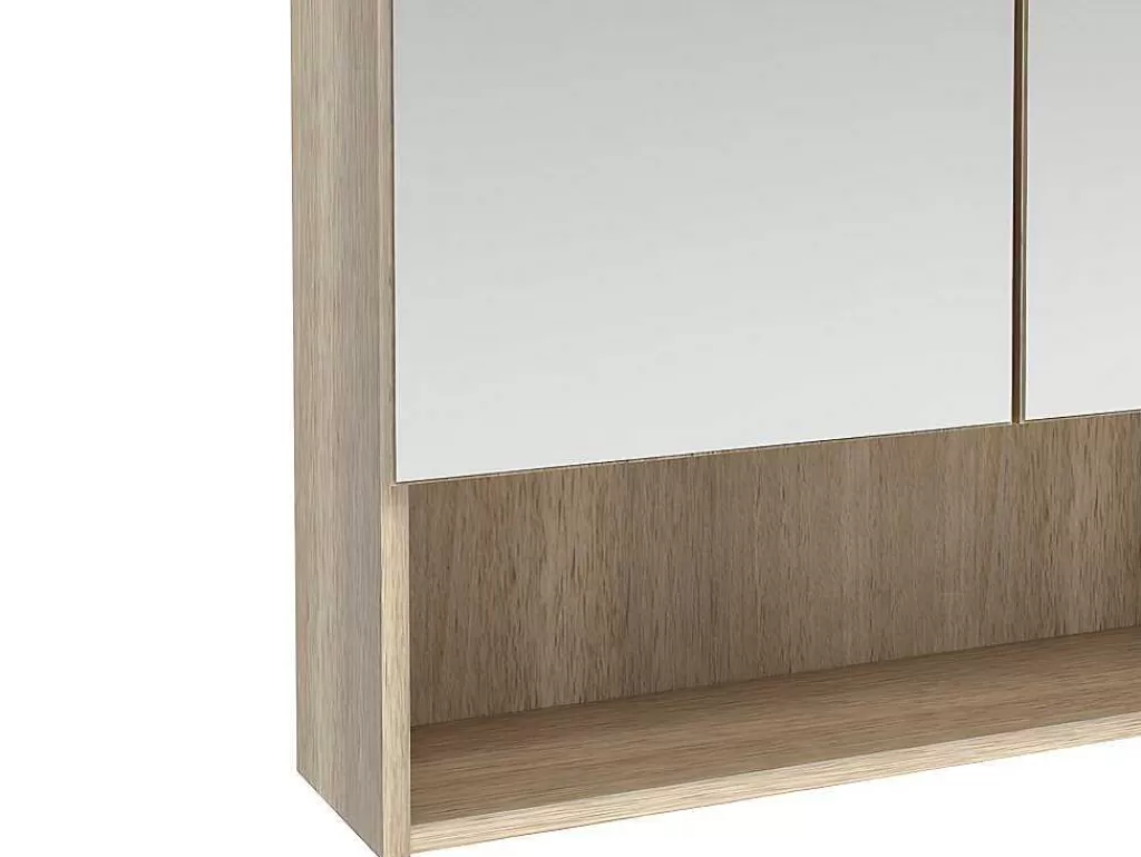Móvel De Parede Para Casa De Banho*Vente-unique Armário De Parede Para Casa De Banho Com Espelho E Nicho Cor Carvalho - Zumpa