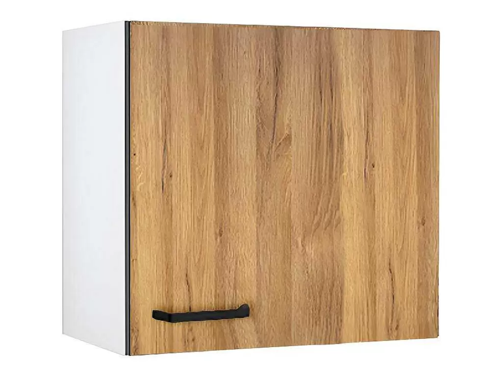Móvel De Cozinha*Vente-unique Armários De Cozinha, 1 Móvel Baixo E 1 Móvel Alto, 2 Gavetas E 1 Porta Cor Natural E Preto - Trattoria