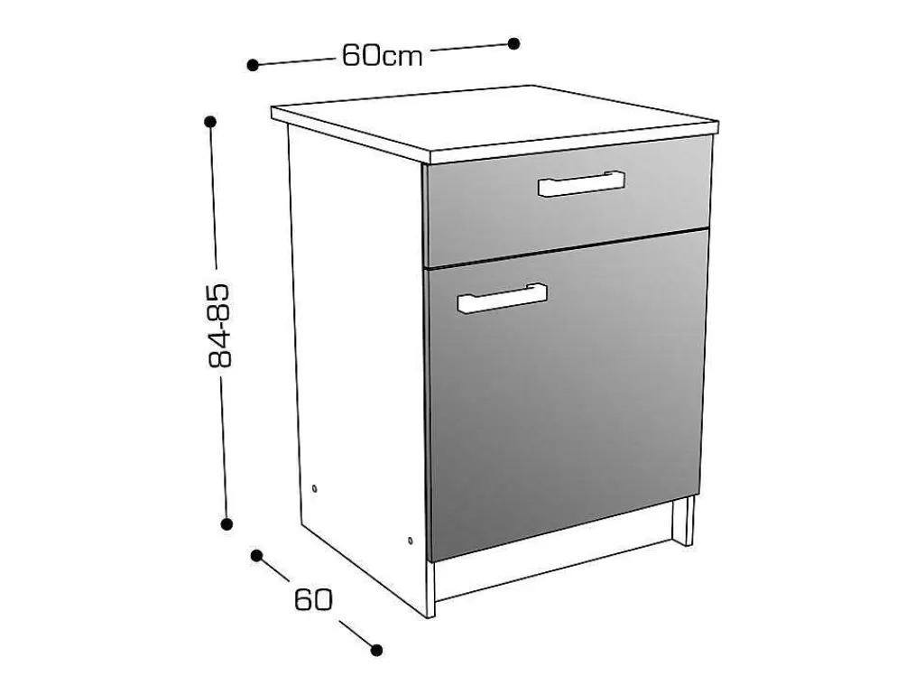 Móvel De Cozinha*Vente-unique Armários De Cozinha, 1 Móvel Baixo E 1 Móvel Alto, 2 Portas E 1 Gaveta Cor Natural E Preto - Trattoria