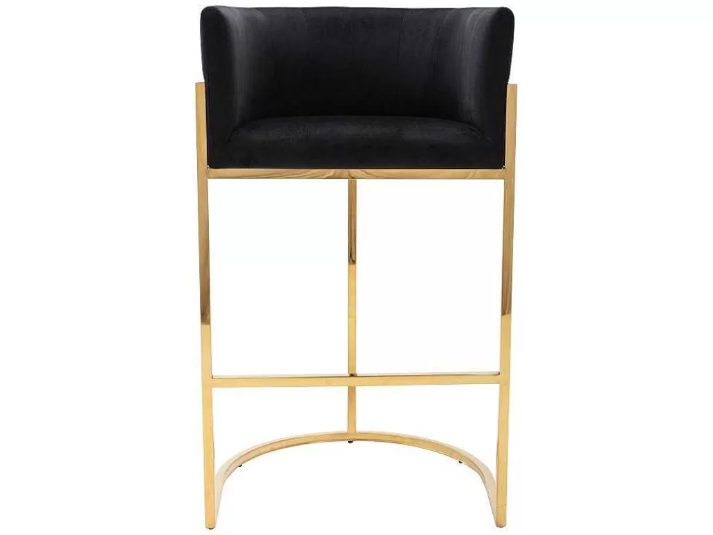 Bancos De Bar*PASCAL MORABITO Banco Alto Em Veludo E Aco Inoxidavel Preto E Dourado - Peria De