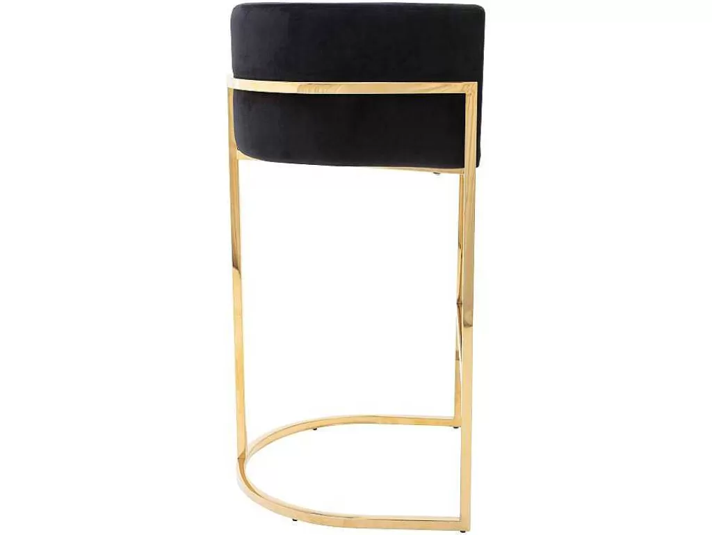Bancos De Bar*PASCAL MORABITO Banco Alto Em Veludo E Aco Inoxidavel Preto E Dourado - Peria De