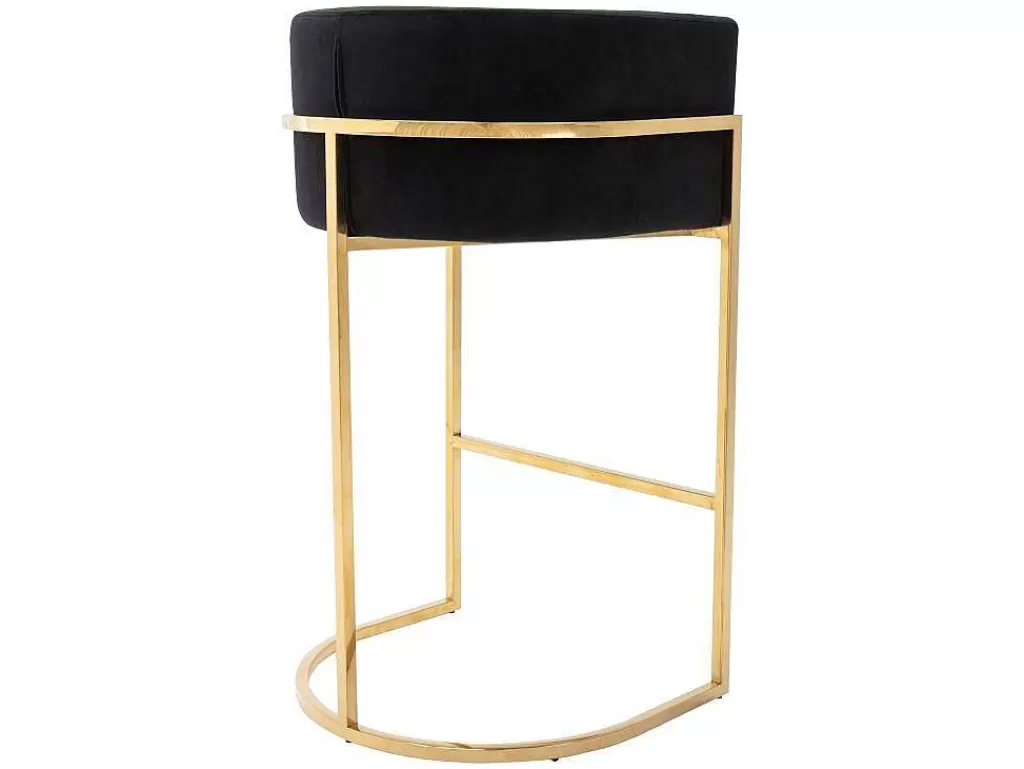 Bancos De Bar*PASCAL MORABITO Banco Alto Em Veludo E Aco Inoxidavel Preto E Dourado - Peria De