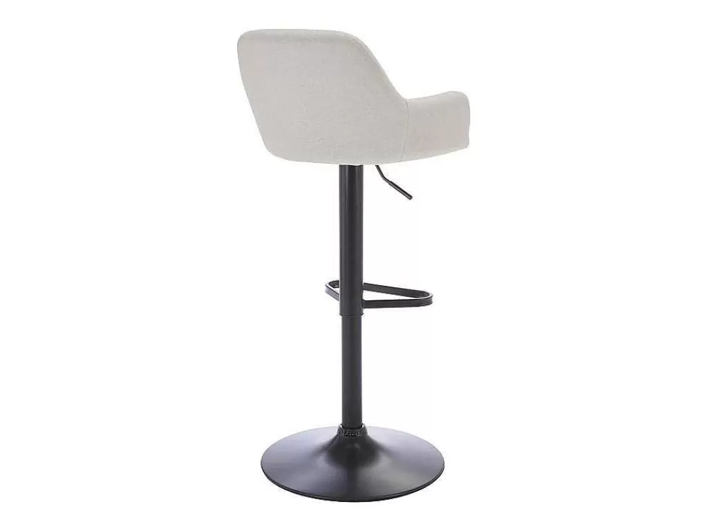 Bancos De Bar*Vente-unique Banco Alto Tecido E Metal Preto, Altura Ajustavel, Cor Creme - Eleana